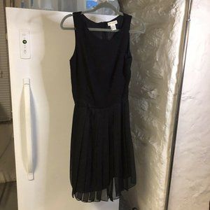 Ann Taylor Womans Fit And Flare Dress 8 Black Polyester Round Neck Sleeveless